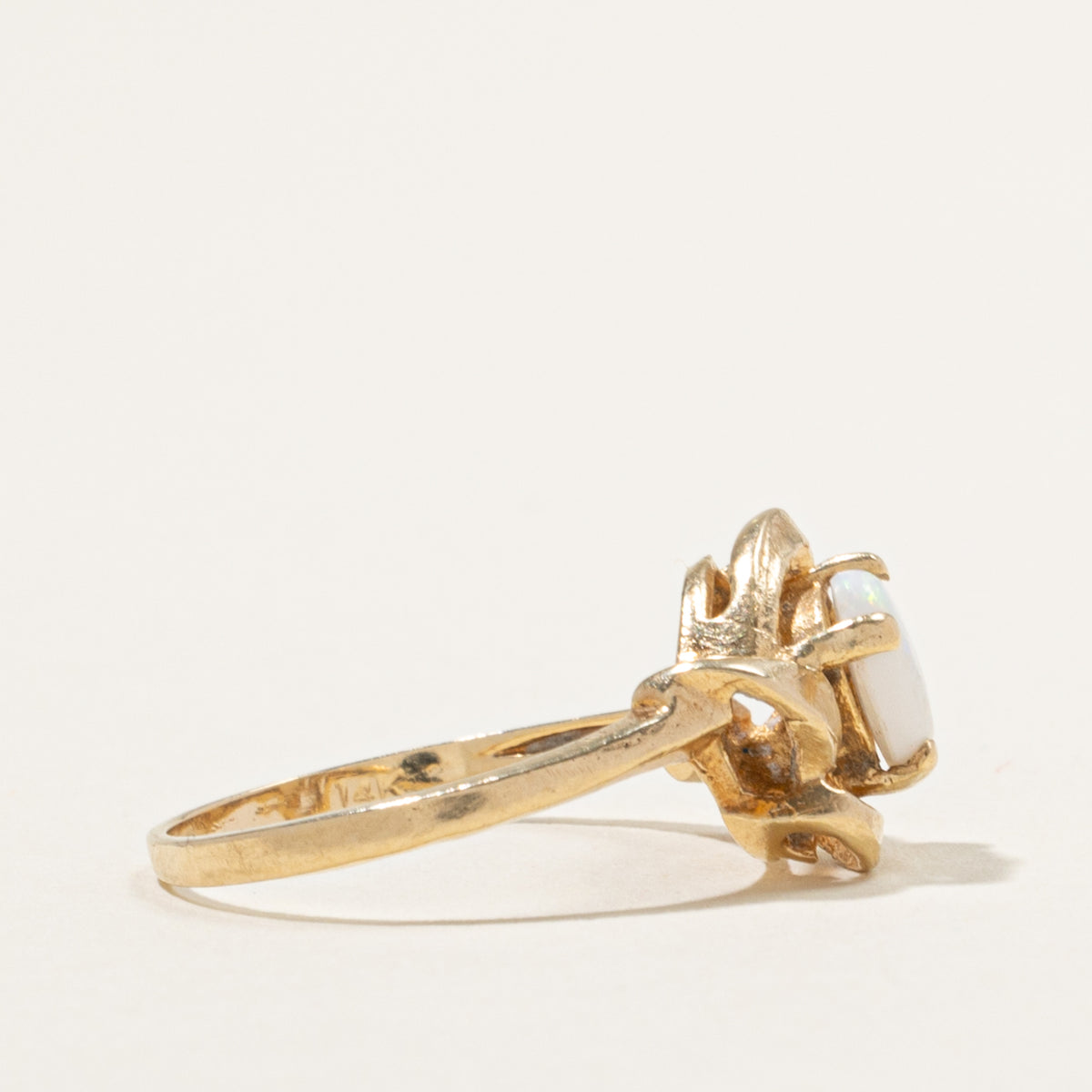 14k Solitaire Opal Openwork Abstract Ring | 0.50ct | SZ 5.5