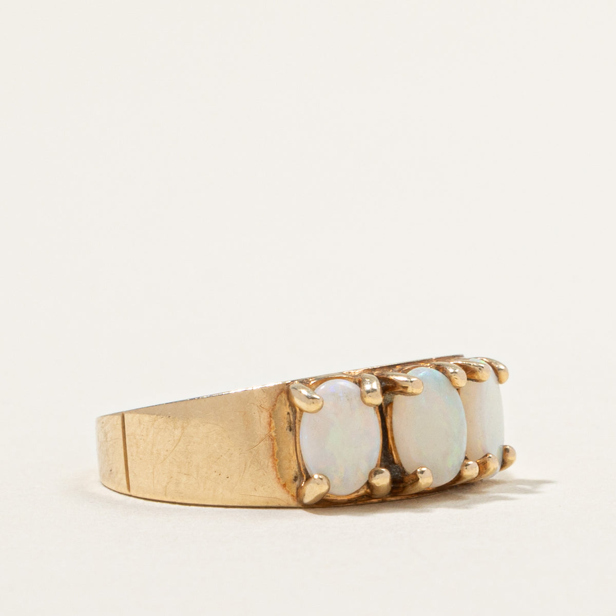 10k Three Stone Opal Ring | 0.90ctw | SZ 7
