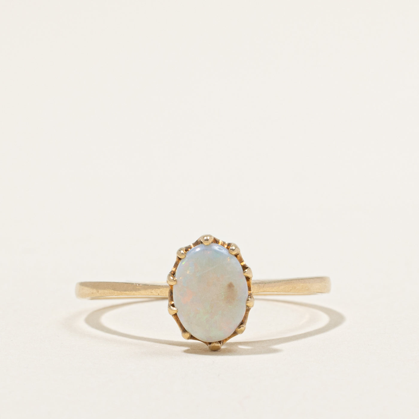 10k Belcher Set Opal Openwork Ring | 0.80ct | SZ 10.25