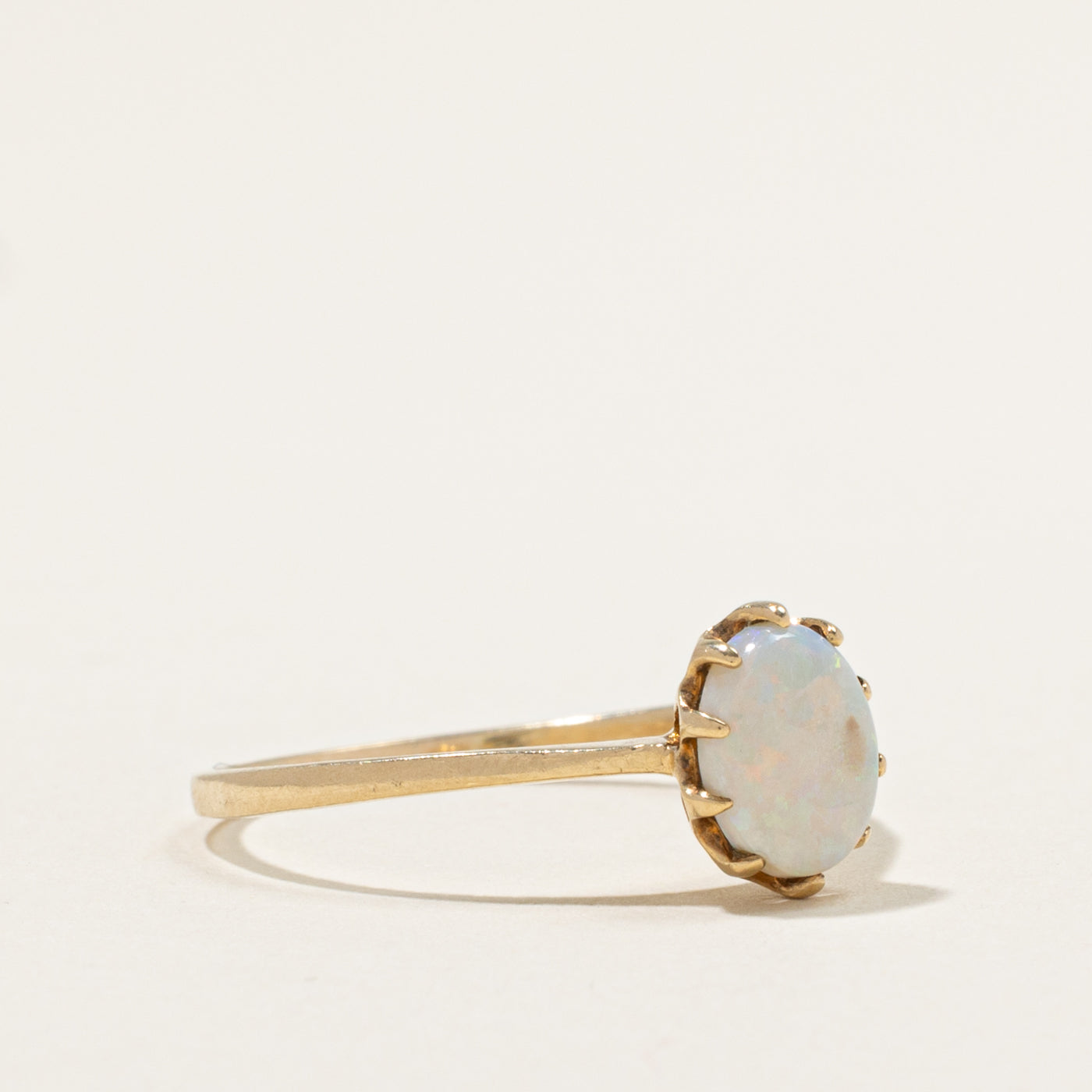 10k Belcher Set Opal Openwork Ring | 0.80ct | SZ 10.25