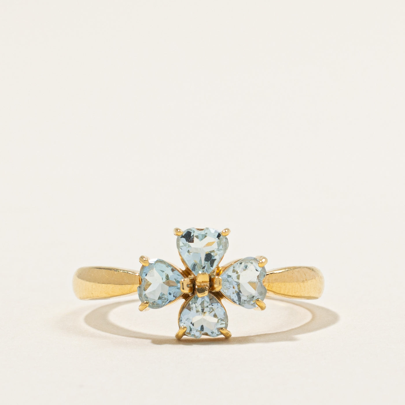 18k Heart Cut Aquamarine Floral Cluster Ring | 0.72ctw | SZ 7.5