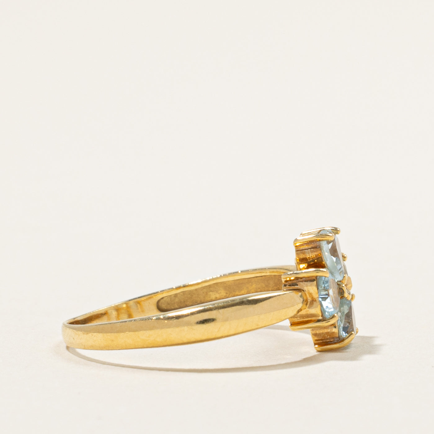 18k Heart Cut Aquamarine Floral Cluster Ring | 0.72ctw | SZ 7.5