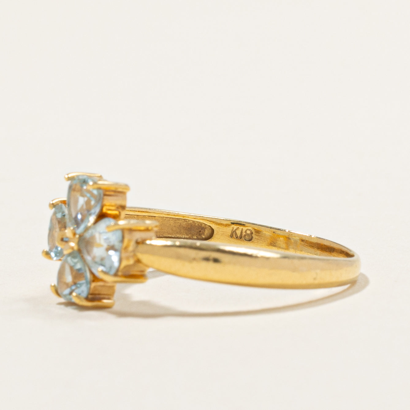 18k Heart Cut Aquamarine Floral Cluster Ring | 0.72ctw | SZ 7.5
