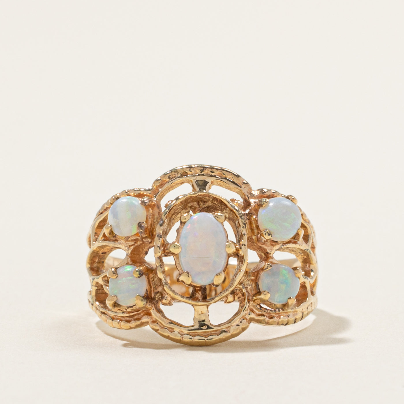 10k Opal Cluster Openwork Ring | 1.10ctw | SZ 7