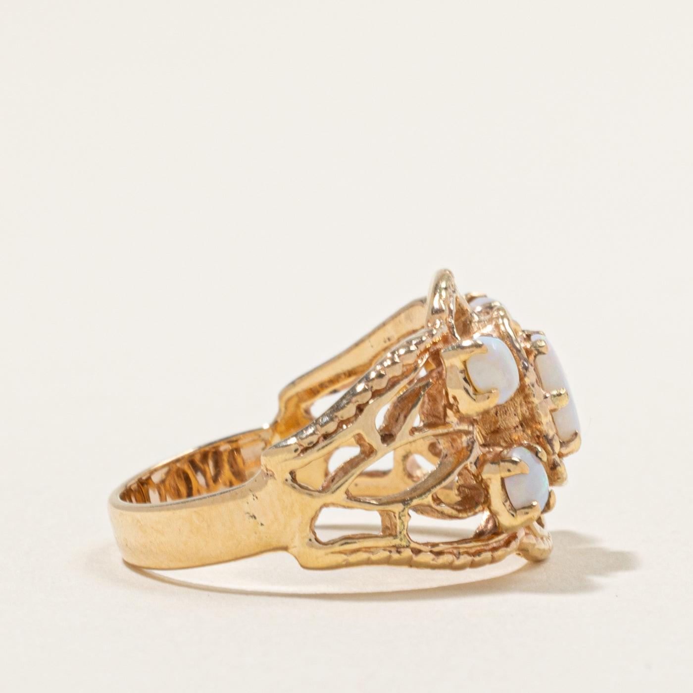 10k Opal Cluster Openwork Ring | 1.10ctw | SZ 7
