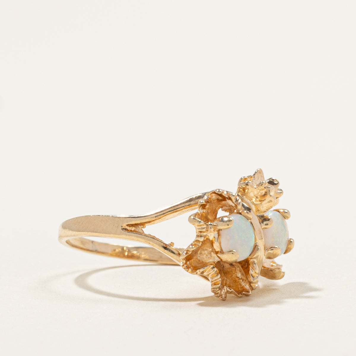 10k Two Stone Opal Nuggety Floral Ring | 0.60ctw | SZ 9.5