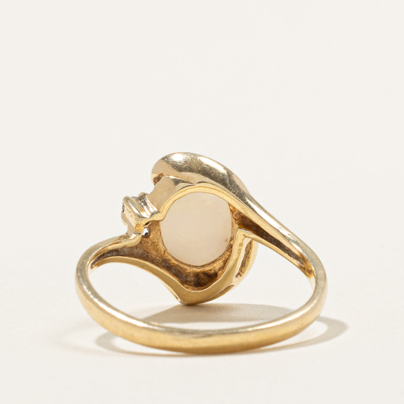 14k Opal & Diamond Accented Abstract Bypass Ring | 0.80ct, 0.02ctw | SZ 6