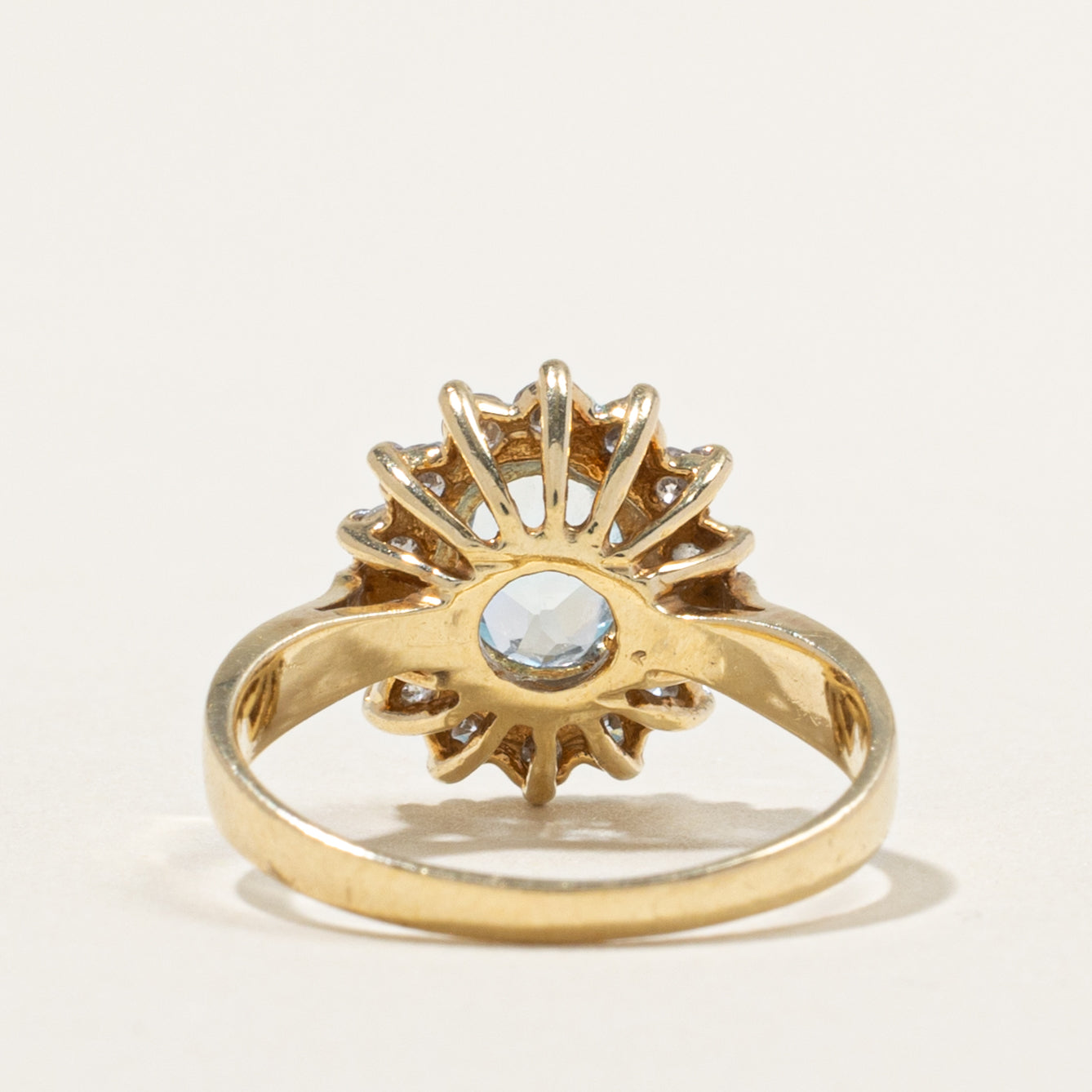10k Blue Topaz & Diamond Petal Halo Ring | 0.90ct, 0.28ctw | SZ 5