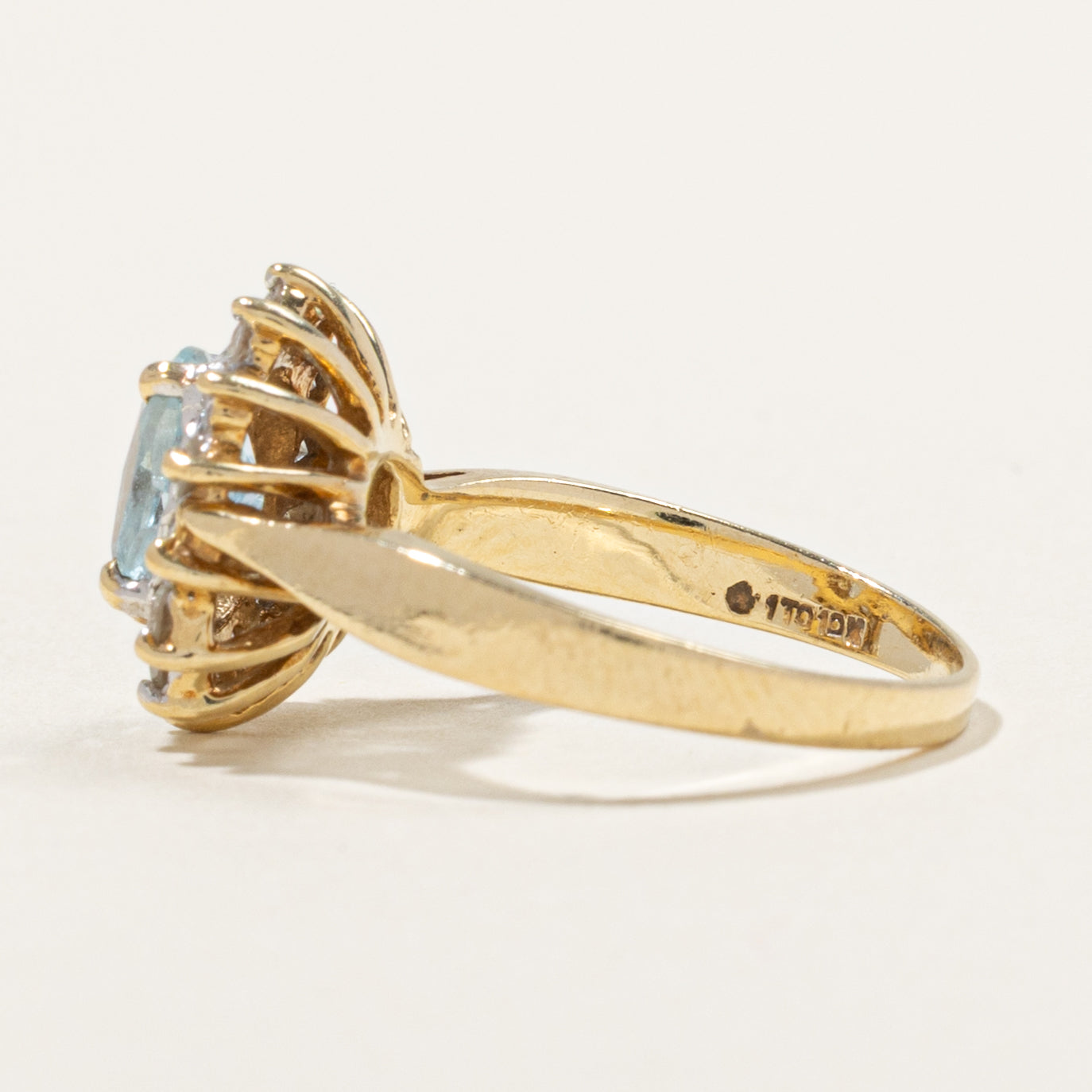 10k Blue Topaz & Diamond Petal Halo Ring | 0.90ct, 0.28ctw | SZ 5