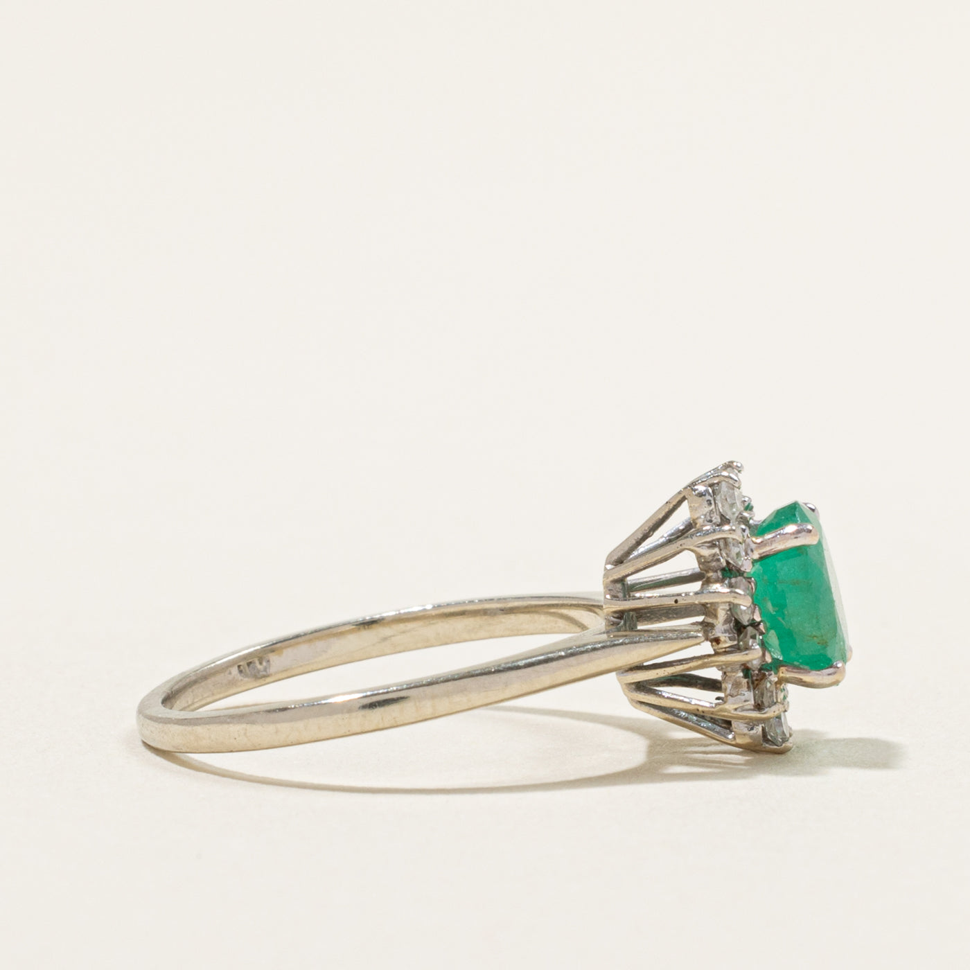 14k Emerald & Diamond Petal Halo Ring | 0.90ct, 0.24ctw | SZ 6