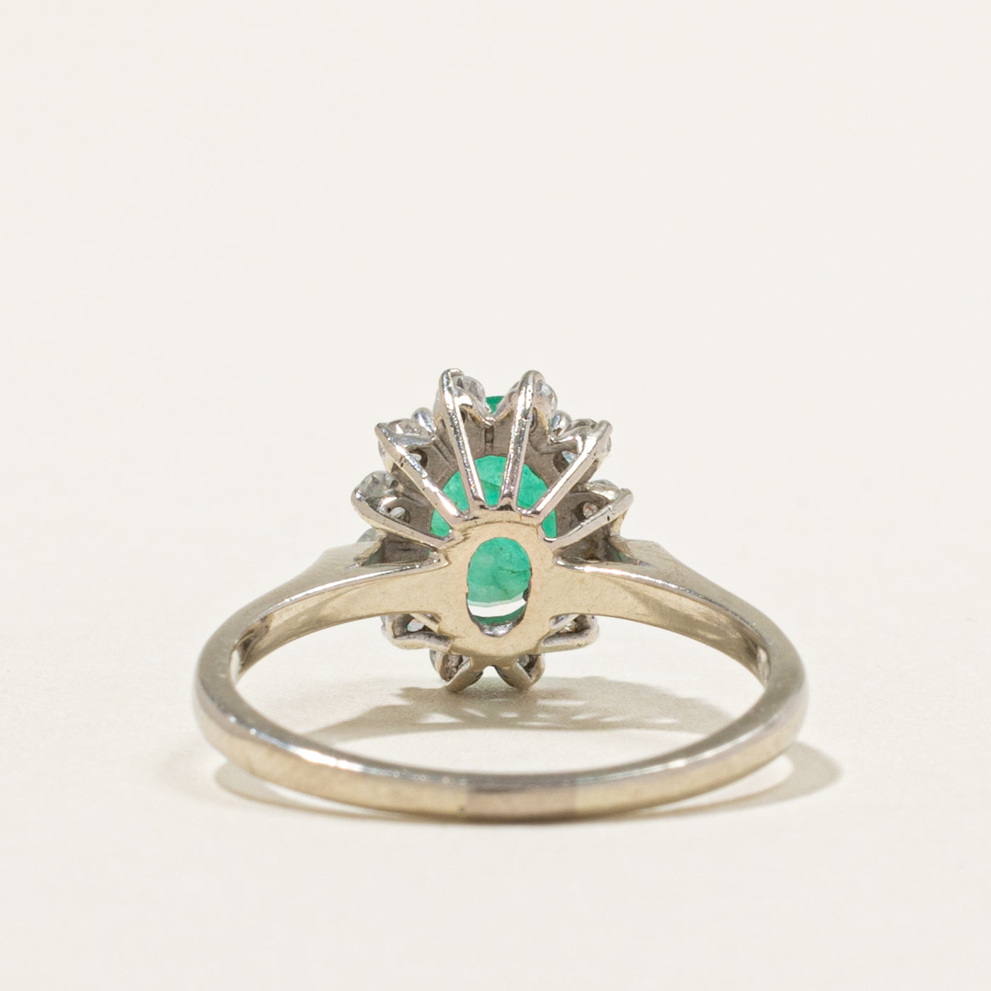 14k Emerald & Diamond Petal Halo Ring | 0.90ct, 0.24ctw | SZ 6