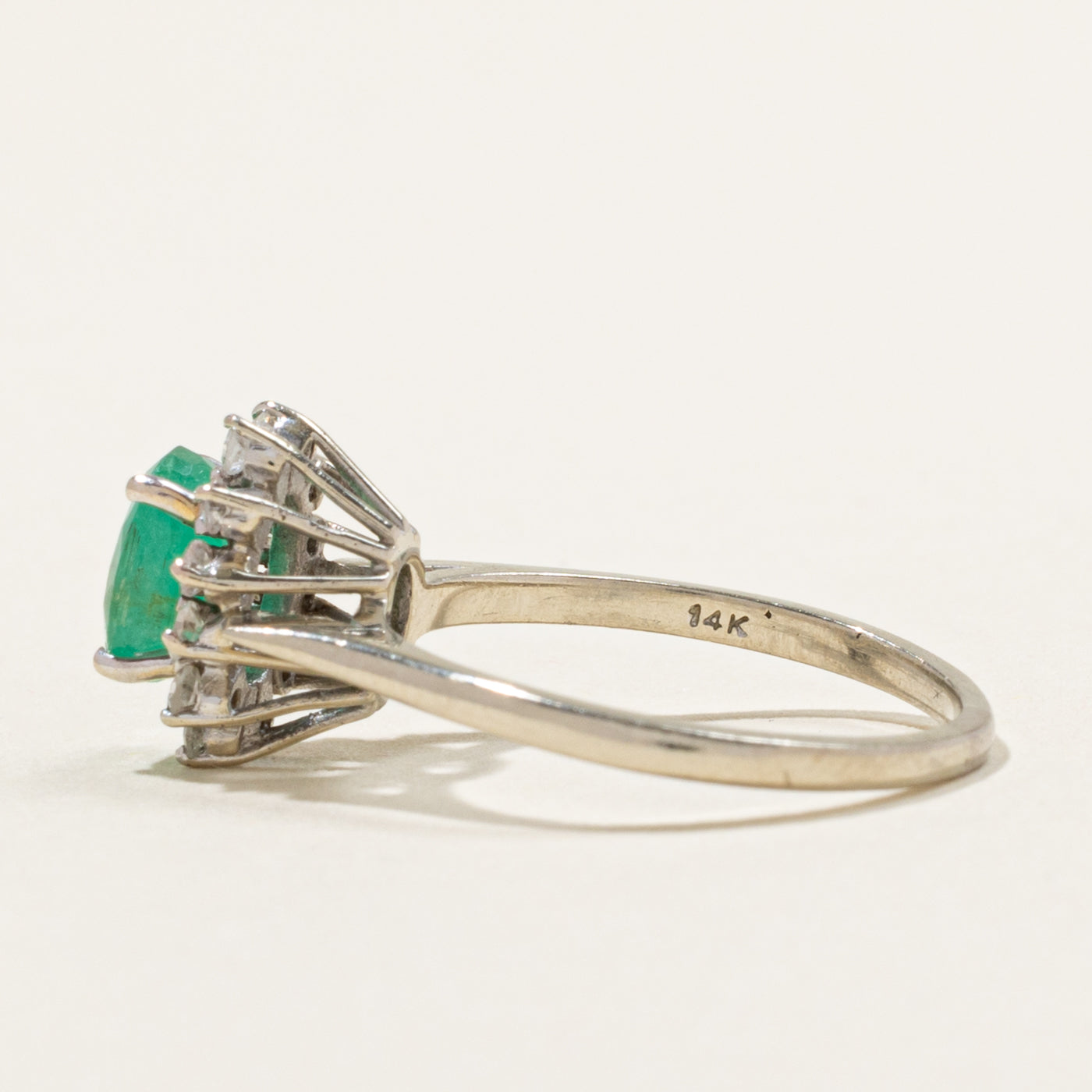 14k Emerald & Diamond Petal Halo Ring | 0.90ct, 0.24ctw | SZ 6