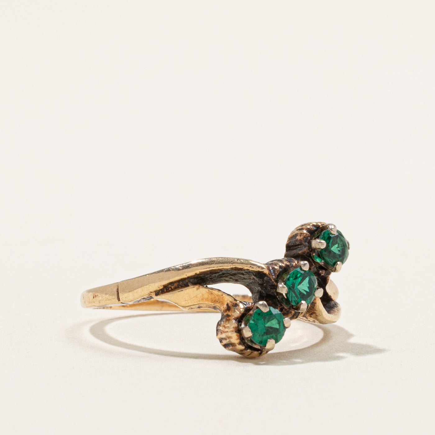 10k Three Stone Synthetic Spinel Bypass Ring | 0.27ctw | SZ 7