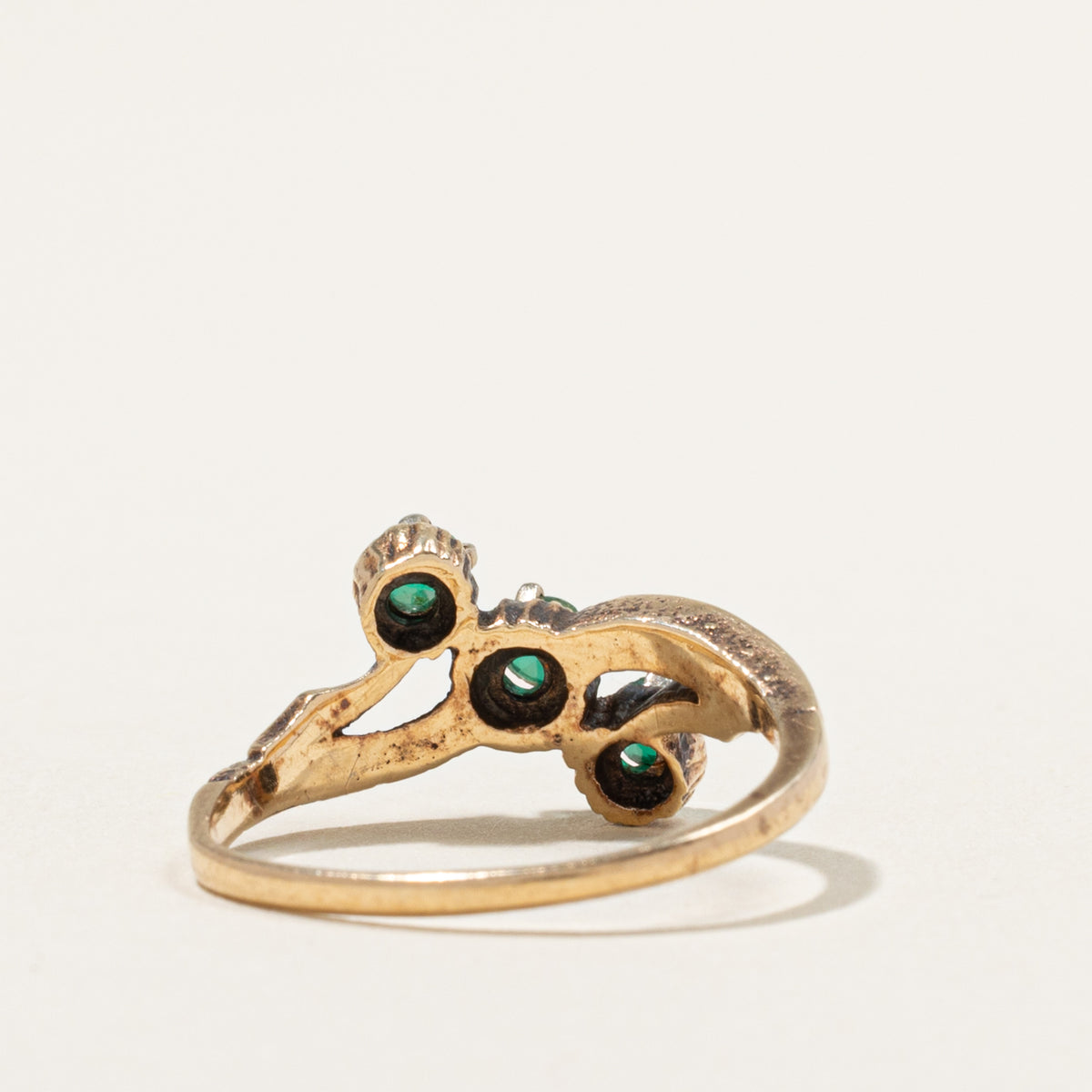 10k Three Stone Synthetic Spinel Bypass Ring | 0.27ctw | SZ 7