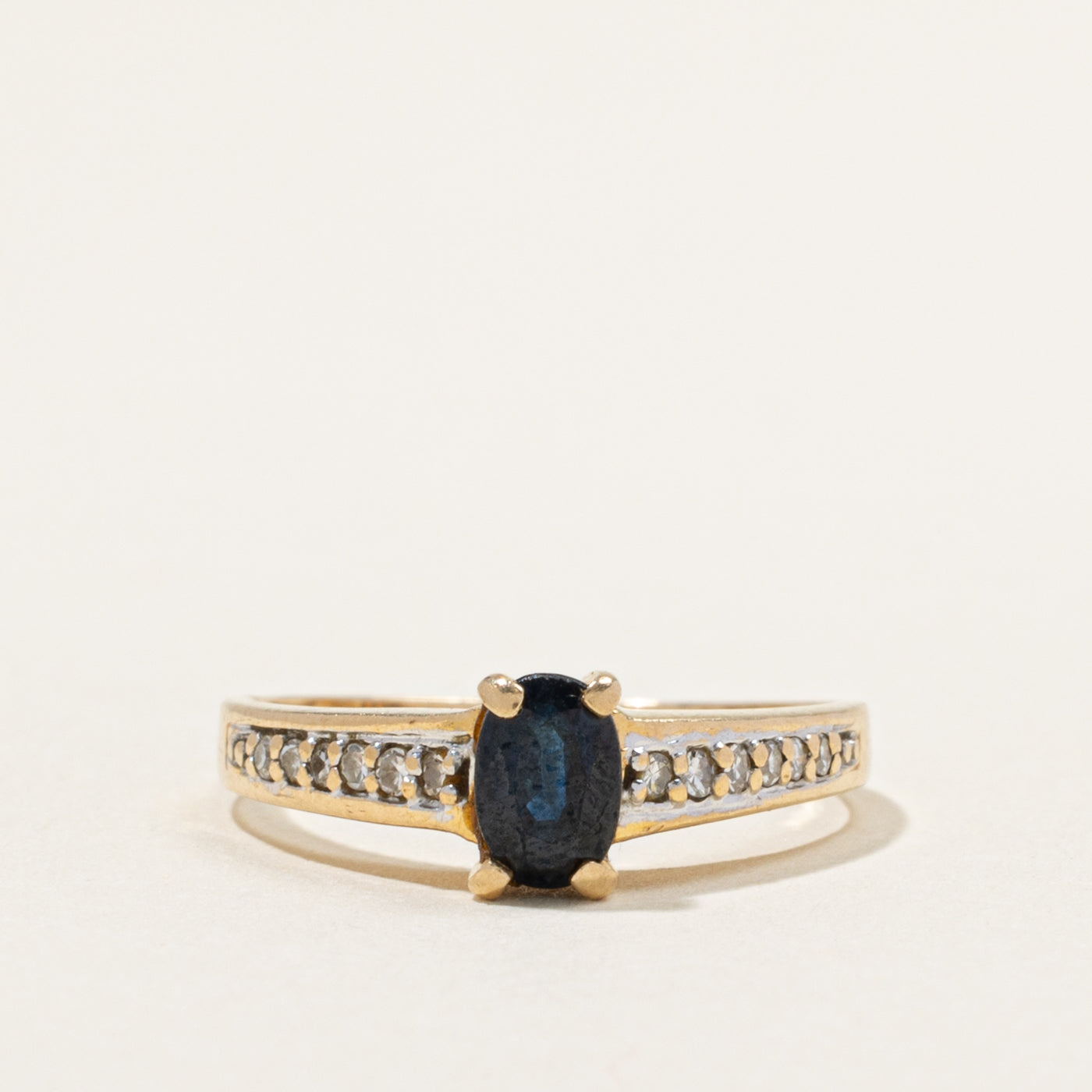 14k Oval Cut Sapphire & Diamond Accented Ring | 0.60ct, 0.12ctw | SZ 7
