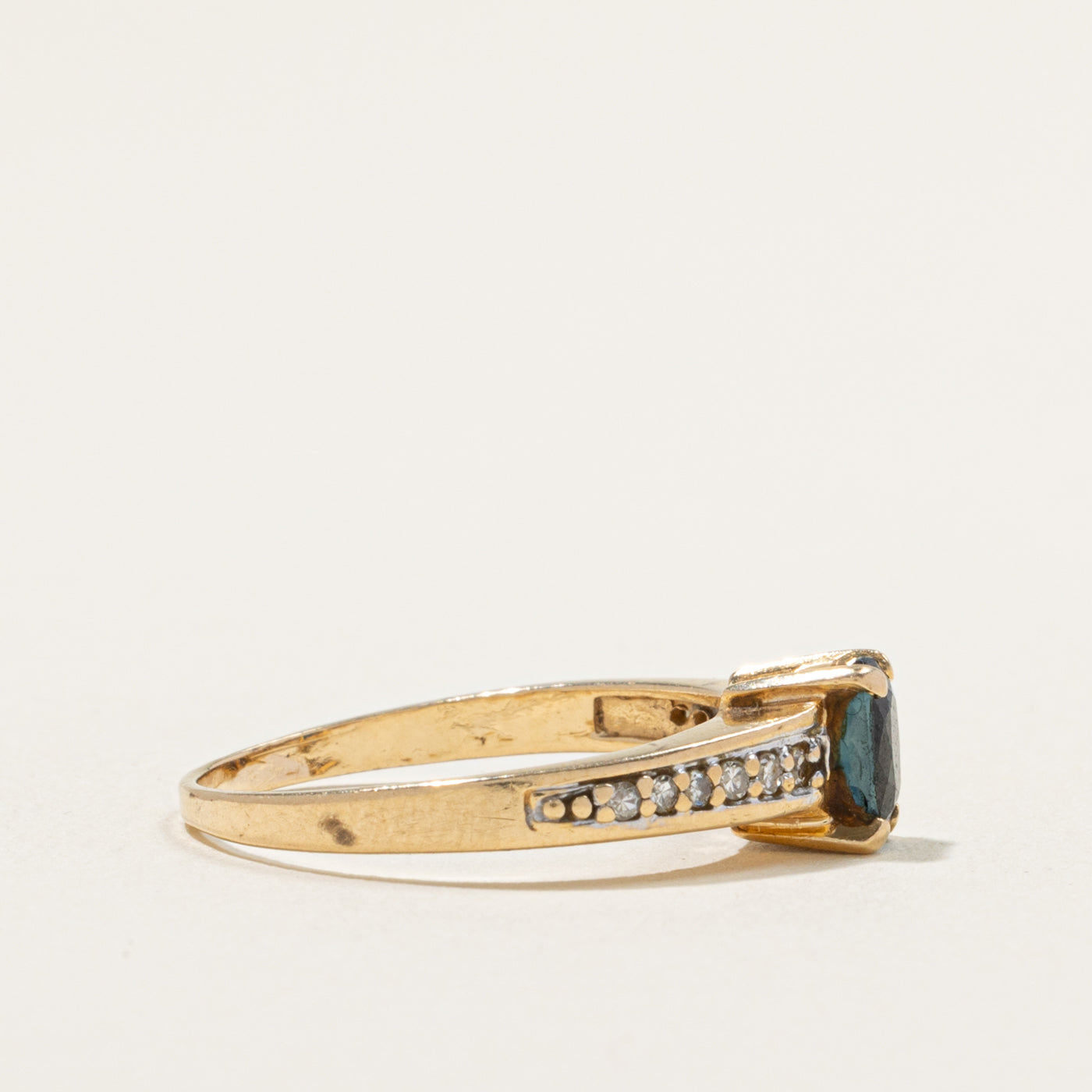 14k Oval Cut Sapphire & Diamond Accented Ring | 0.60ct, 0.12ctw | SZ 7