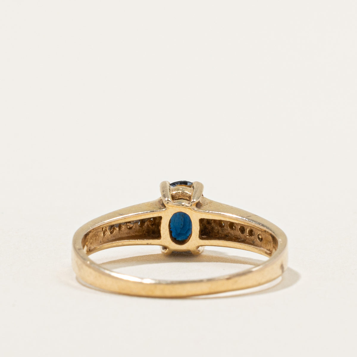 14k Oval Cut Sapphire & Diamond Accented Ring | 0.60ct, 0.12ctw | SZ 7