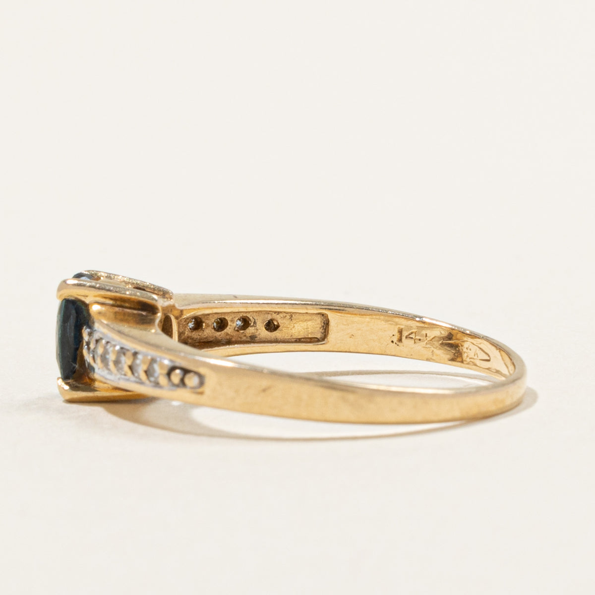 14k Oval Cut Sapphire & Diamond Accented Ring | 0.60ct, 0.12ctw | SZ 7