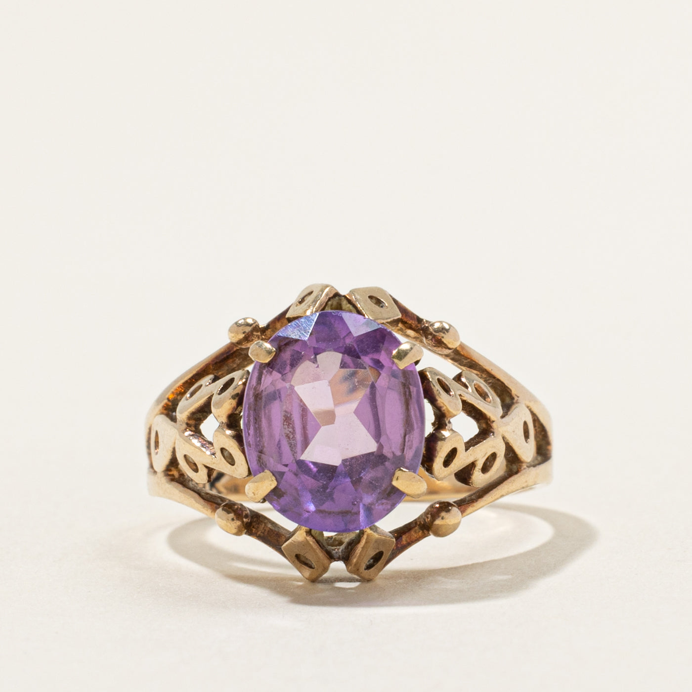 10k Solitaire Synthetic Sapphire Openwork Cocktail Ring | 3.20ct | SZ 6.25