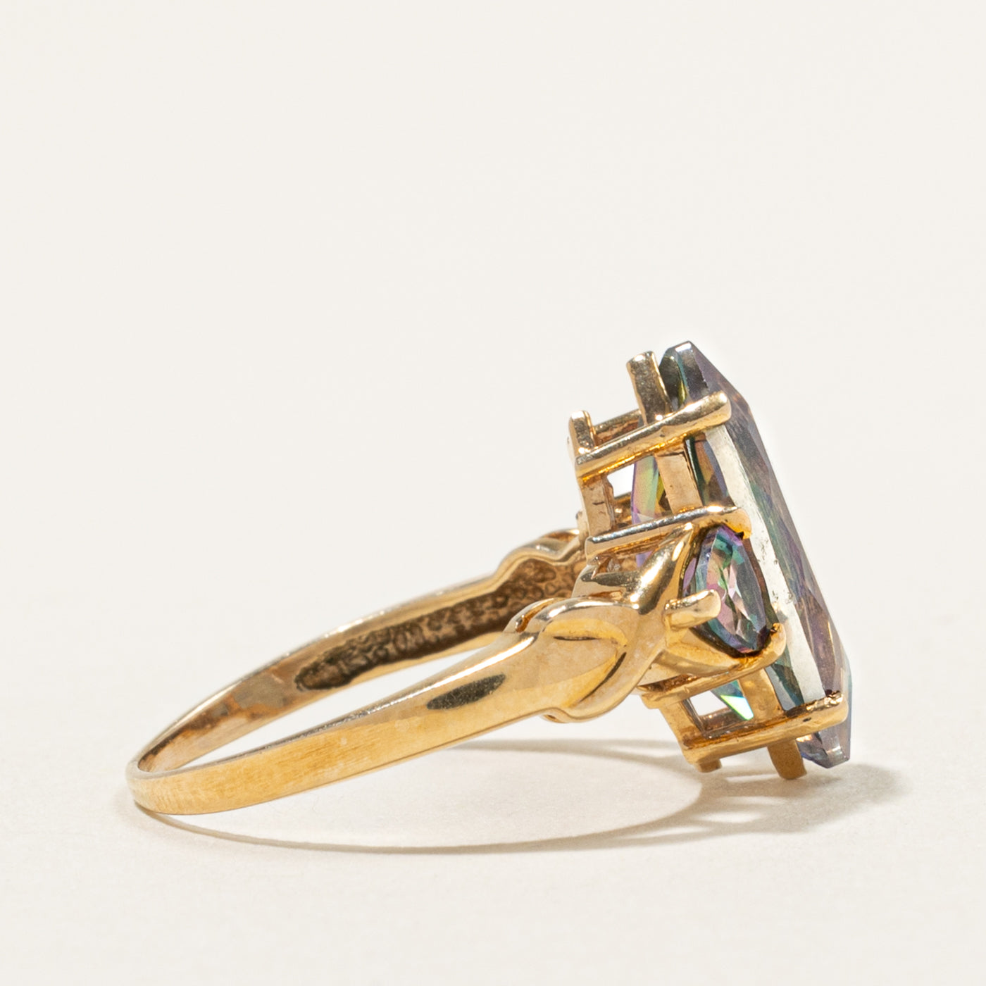 10k Marquise Cut Mystic Topaz Accented Ring | 4.00ctw | SZ 6