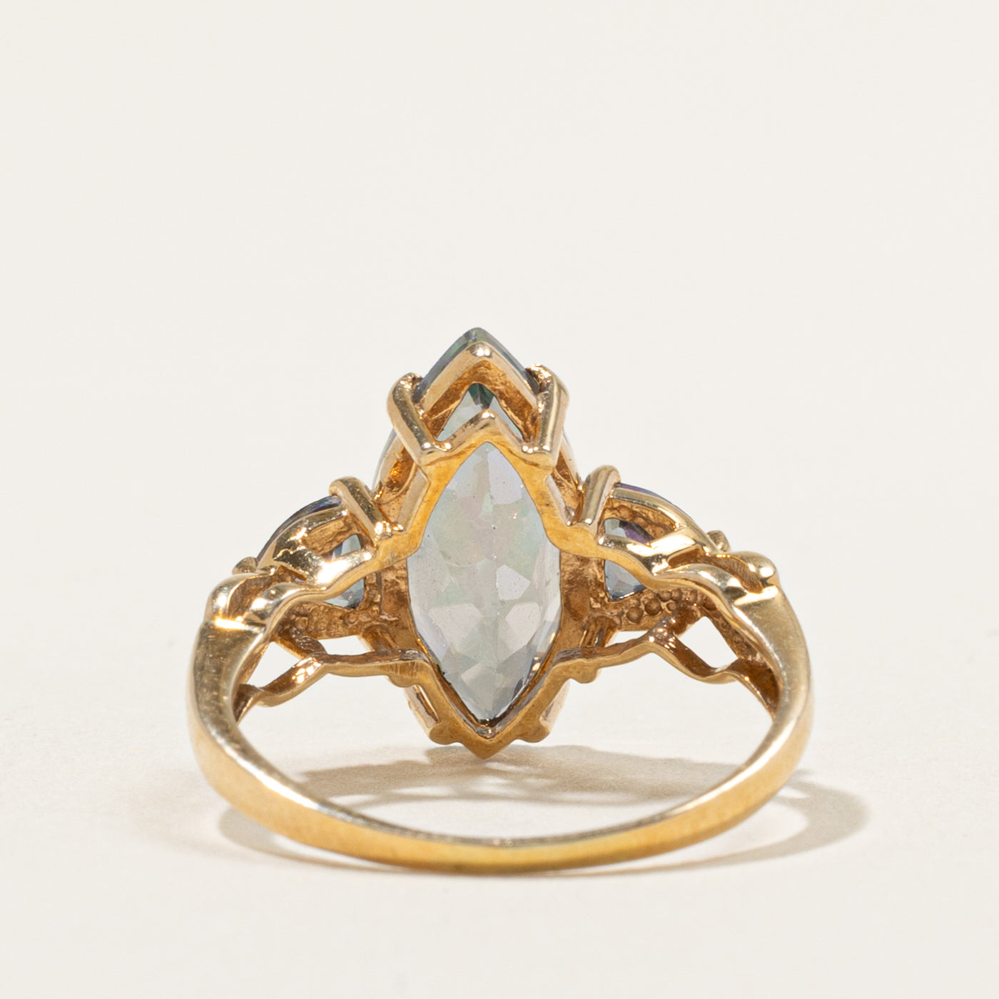 10k Marquise Cut Mystic Topaz Accented Ring | 4.00ctw | SZ 6