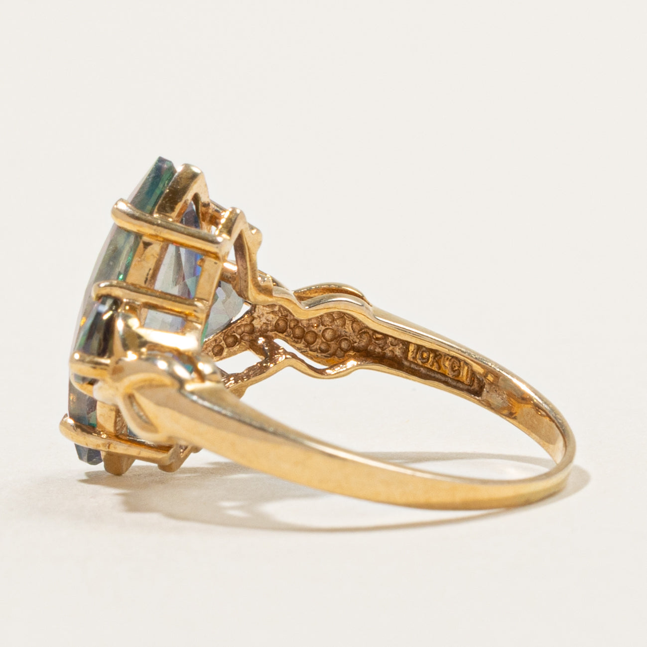 10k Marquise Cut Mystic Topaz Accented Ring | 4.00ctw | SZ 6