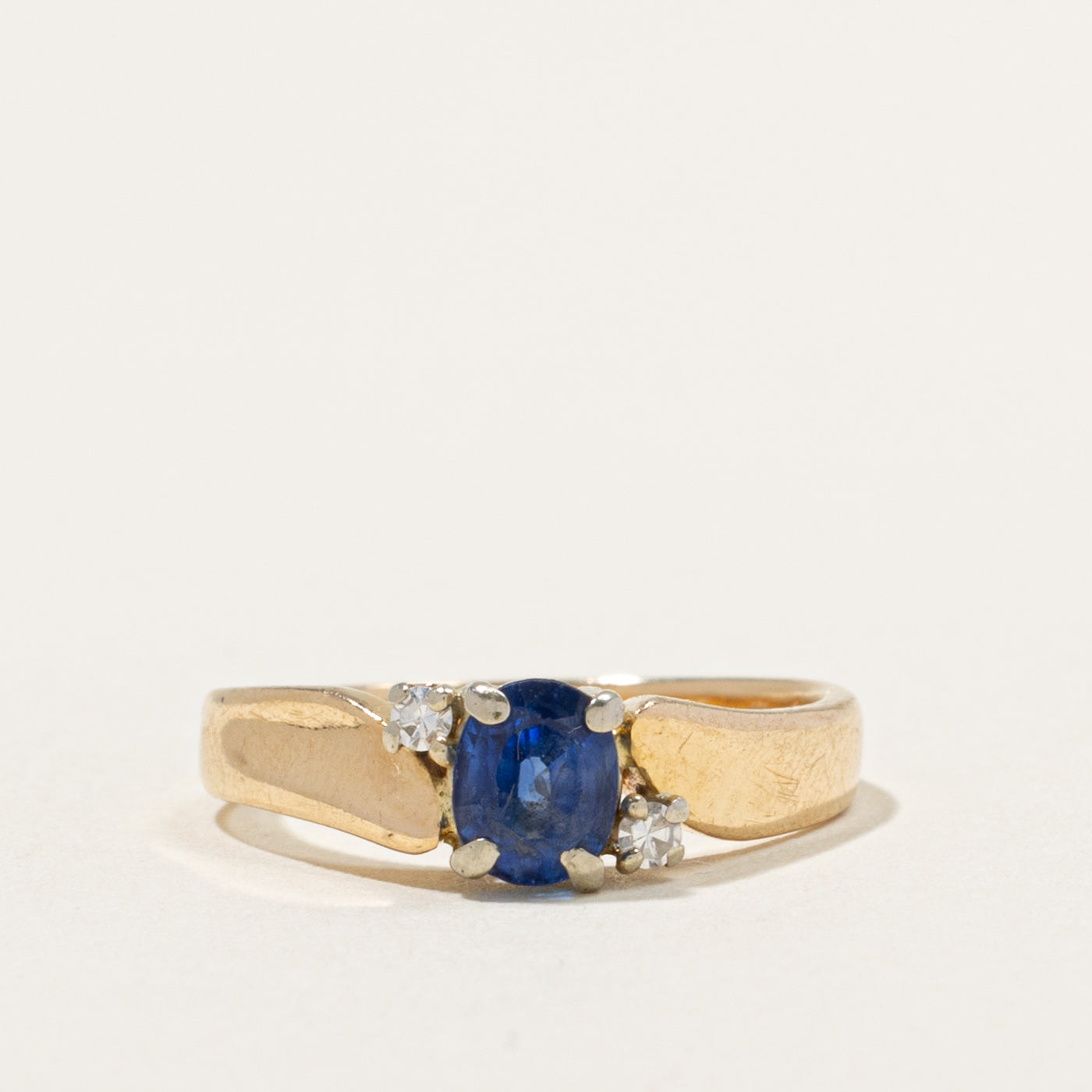 14k Oval Cut Sapphire & Diamond Accented Ring | 0.70ct, 0.04ctw | SZ 5