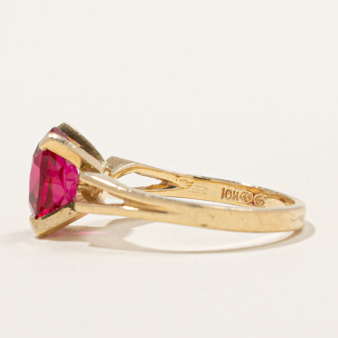 Vintage Canadian Solitaire Synthetic Ruby Openwork Ring | 2.16ct | SZ 6.25