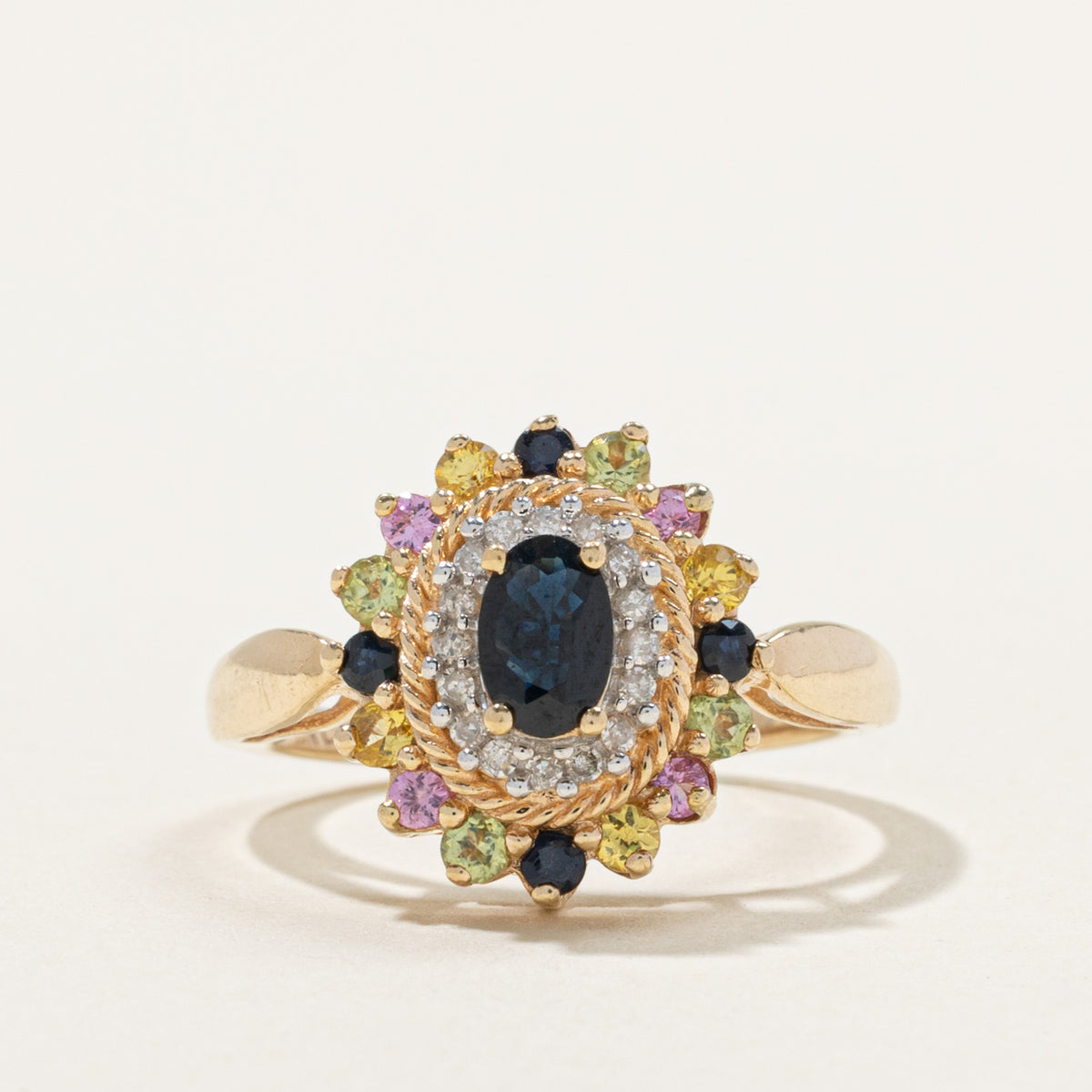 10k Sapphire & Diamond Multi Halo Ring | 1.00ct, 0.08ctw | SZ 7