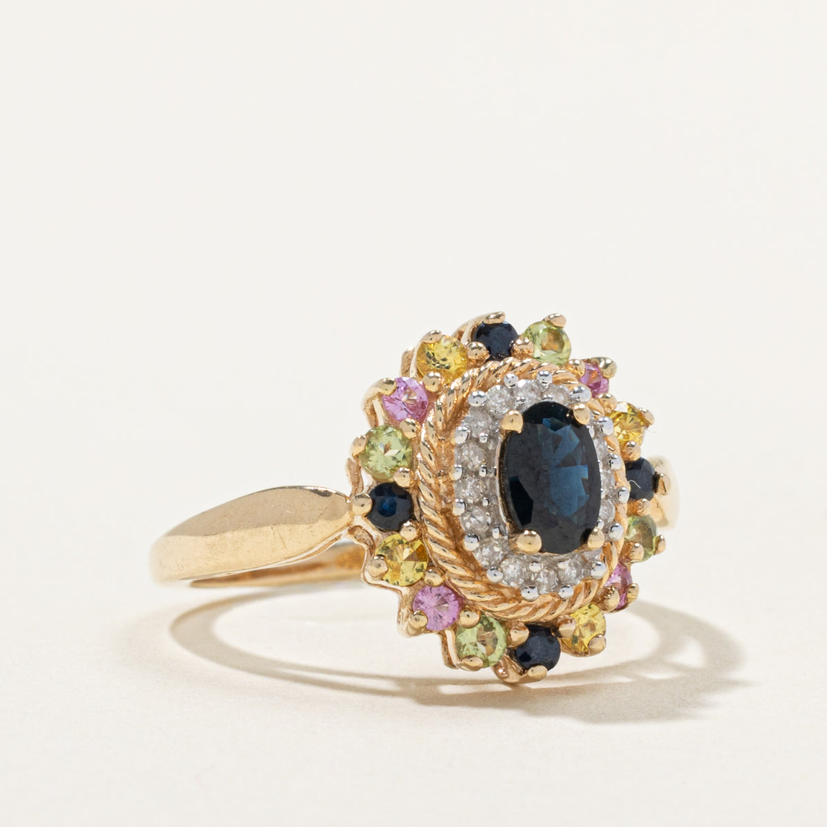 10k Sapphire & Diamond Multi Halo Ring | 1.00ct, 0.08ctw | SZ 7