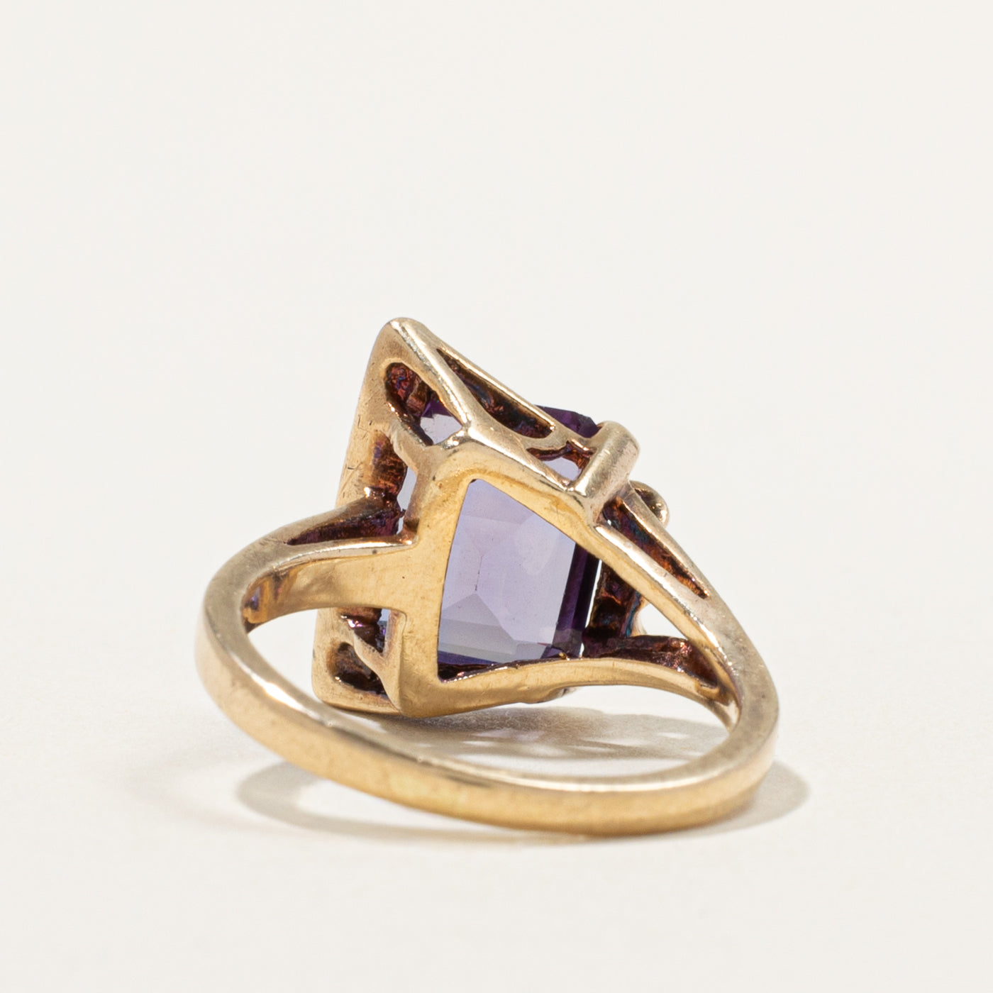 10k Synthetic Sapphire Grooved Geometric Cocktail Ring | 3.50ct | SZ 5.5