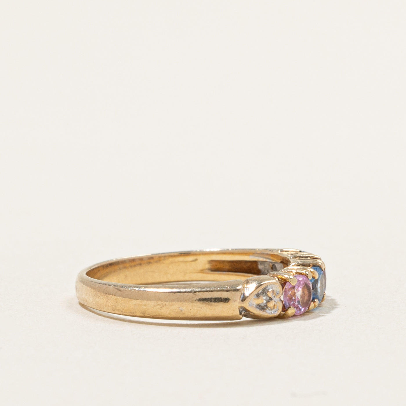 10k Five Stone Synthetic Spinel, Synthetic Sapphire & Diamond Band | 0.44ctw, 0.01ctw | SZ 5