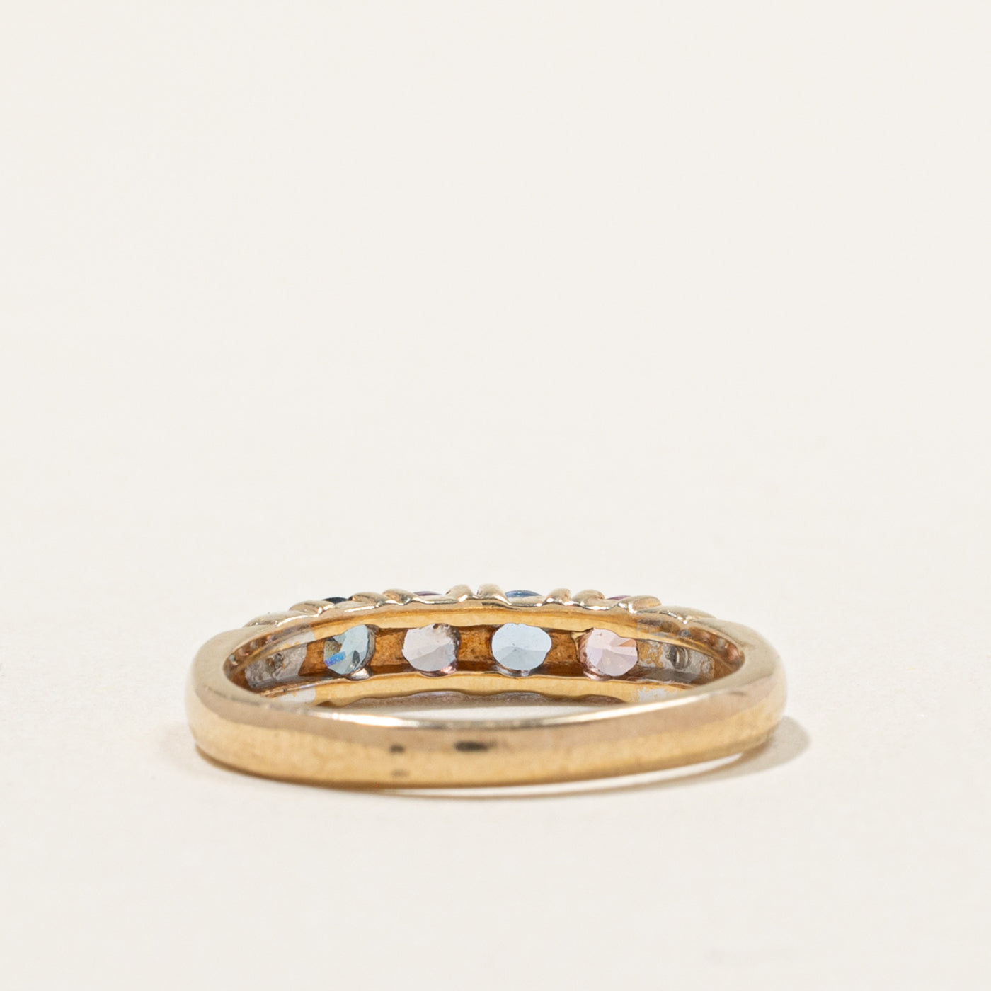 10k Five Stone Synthetic Spinel, Synthetic Sapphire & Diamond Band | 0.44ctw, 0.01ctw | SZ 5