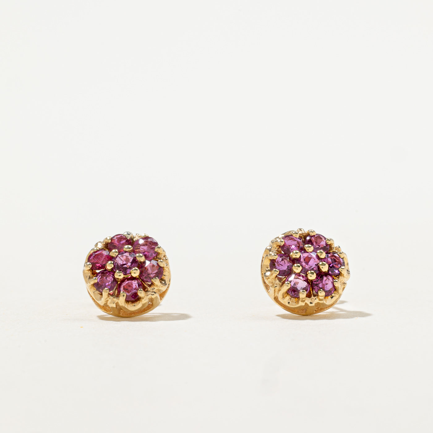 14k Ruby Daisy Cluster Studs | 0.60ctw