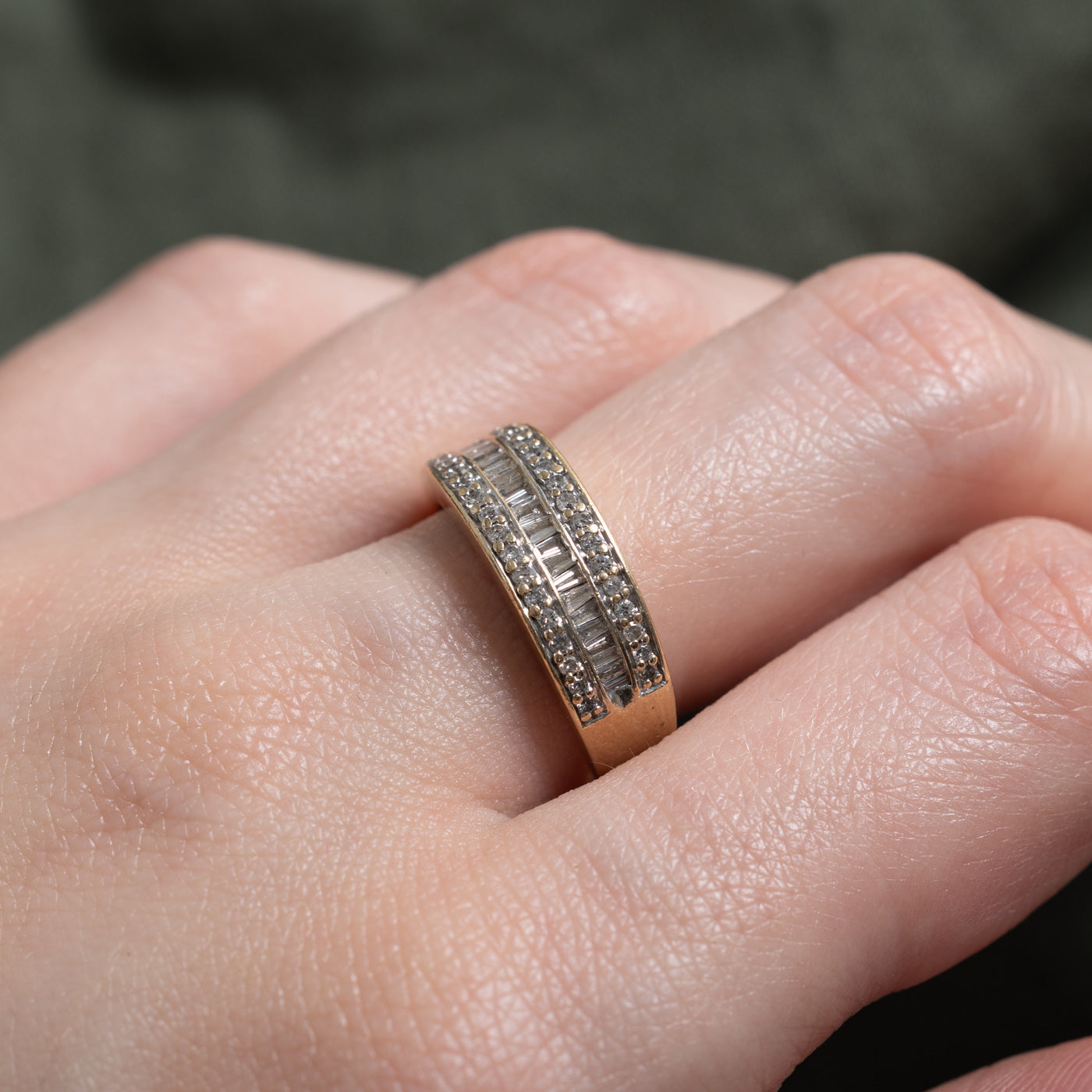 10k Baguette Diamond Multi Row Band | SZ 7.25