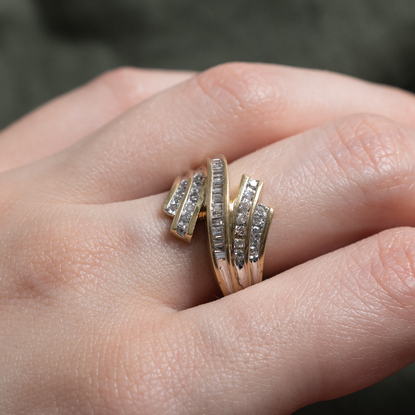 10k Diamond Multi Row Bypass Ring | SZ 7