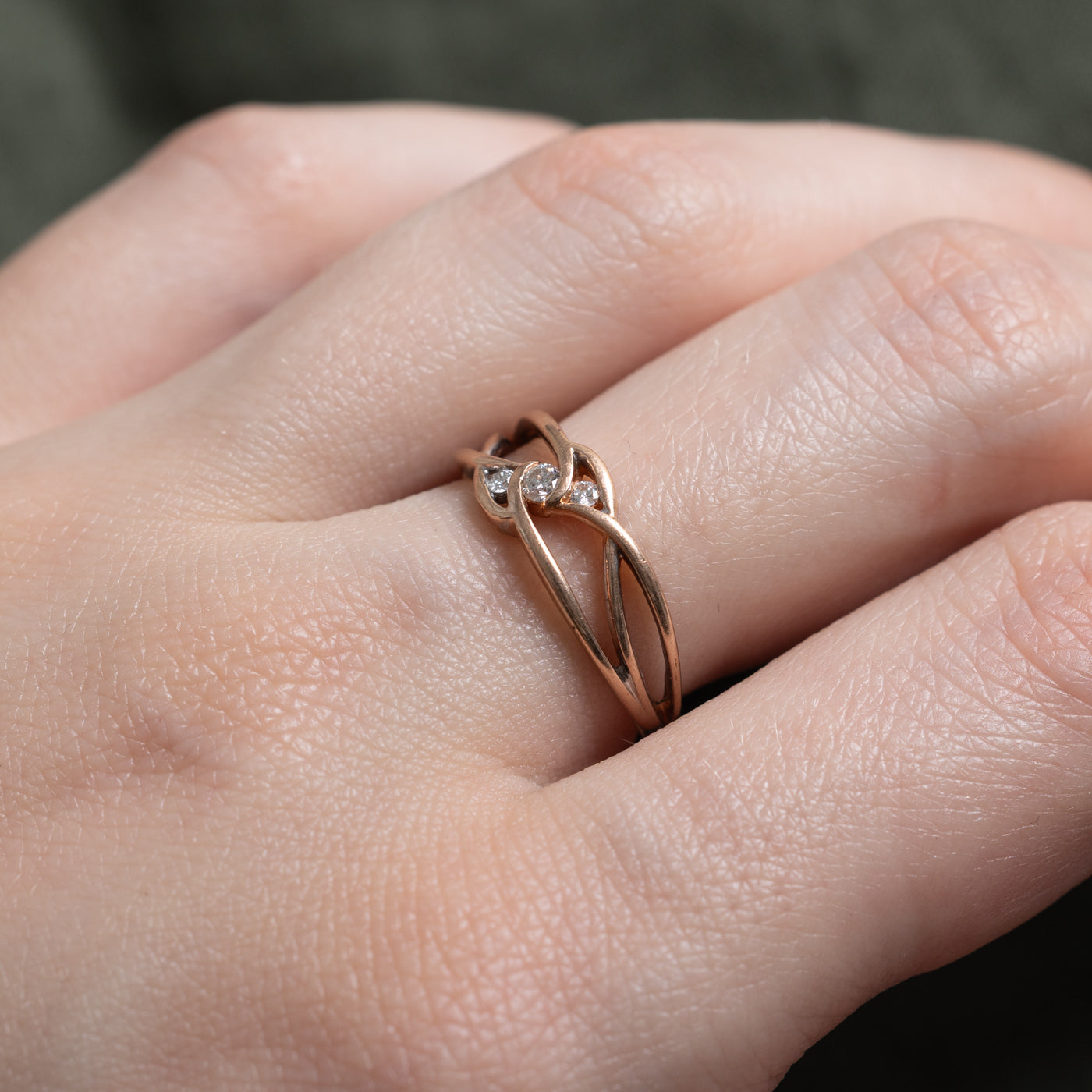 10k Rose Gold Diamond Openwork Ring | SZ 6.5