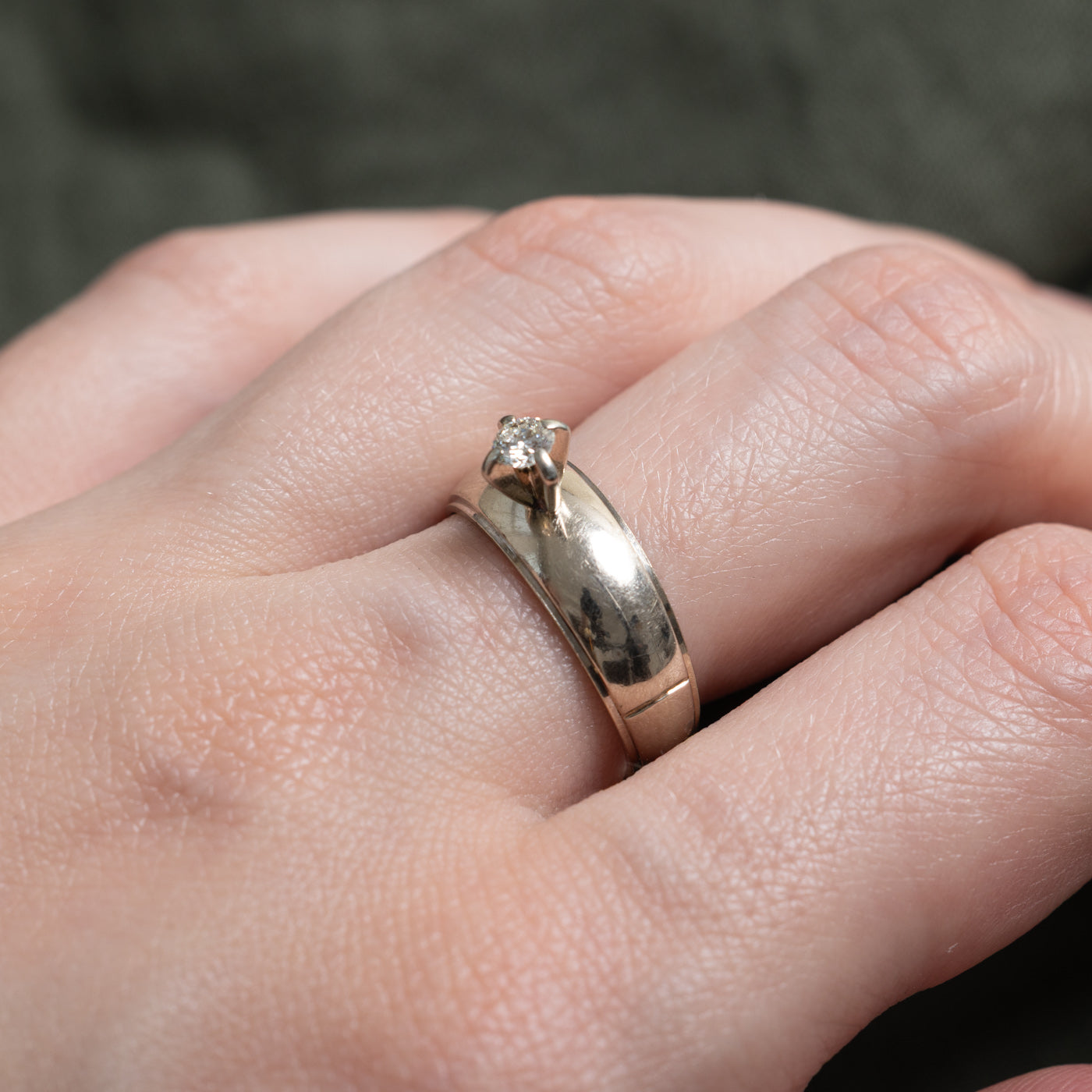 Vintage Canadian 14k High Set Diamond Ring | SZ 7.25