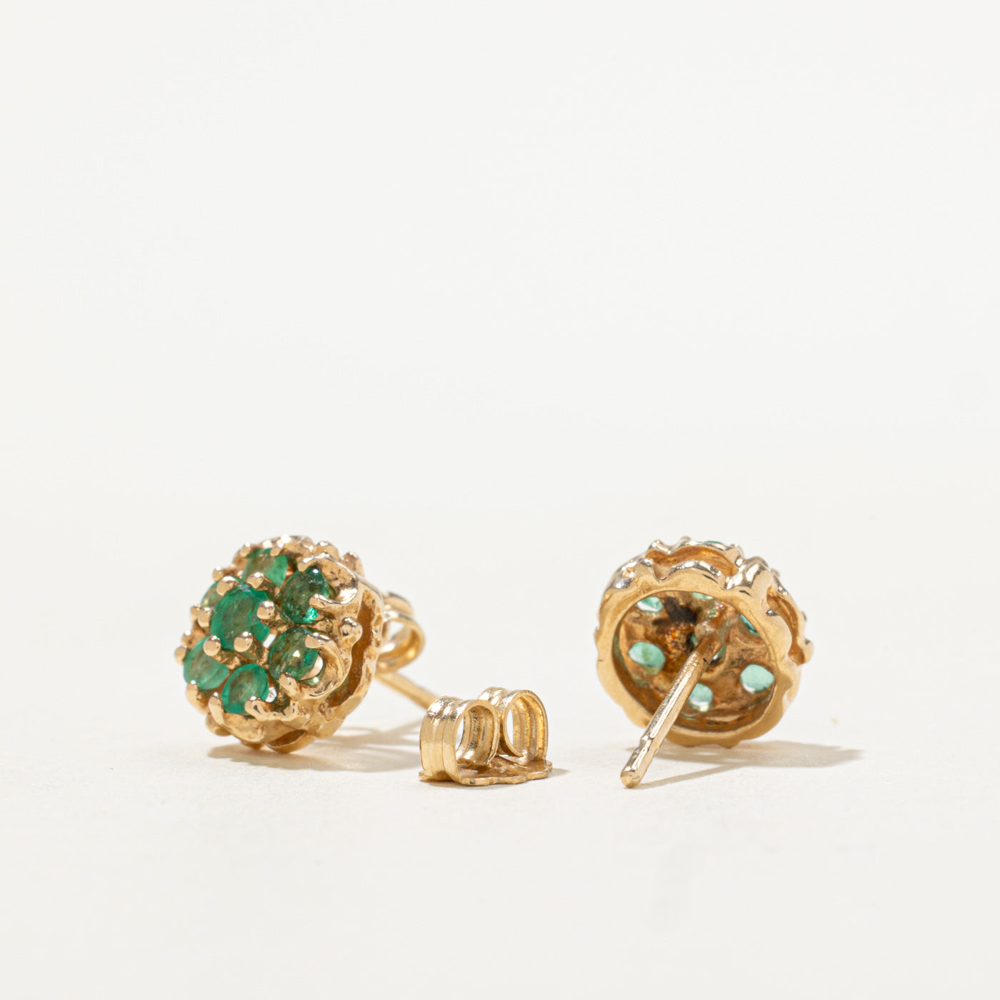 14k Emerald Daisy Cluster Studs | 0.33ctw