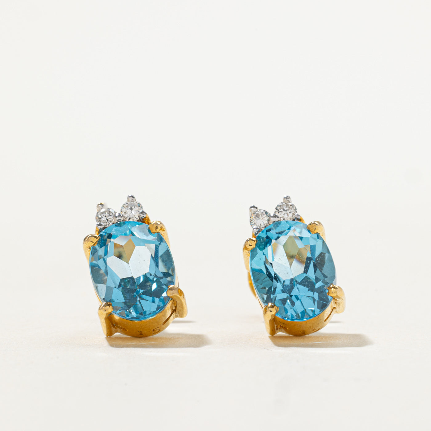 18k Blue Topaz & Diamond Accent Studs | 0.10ctw, 4.00ctw