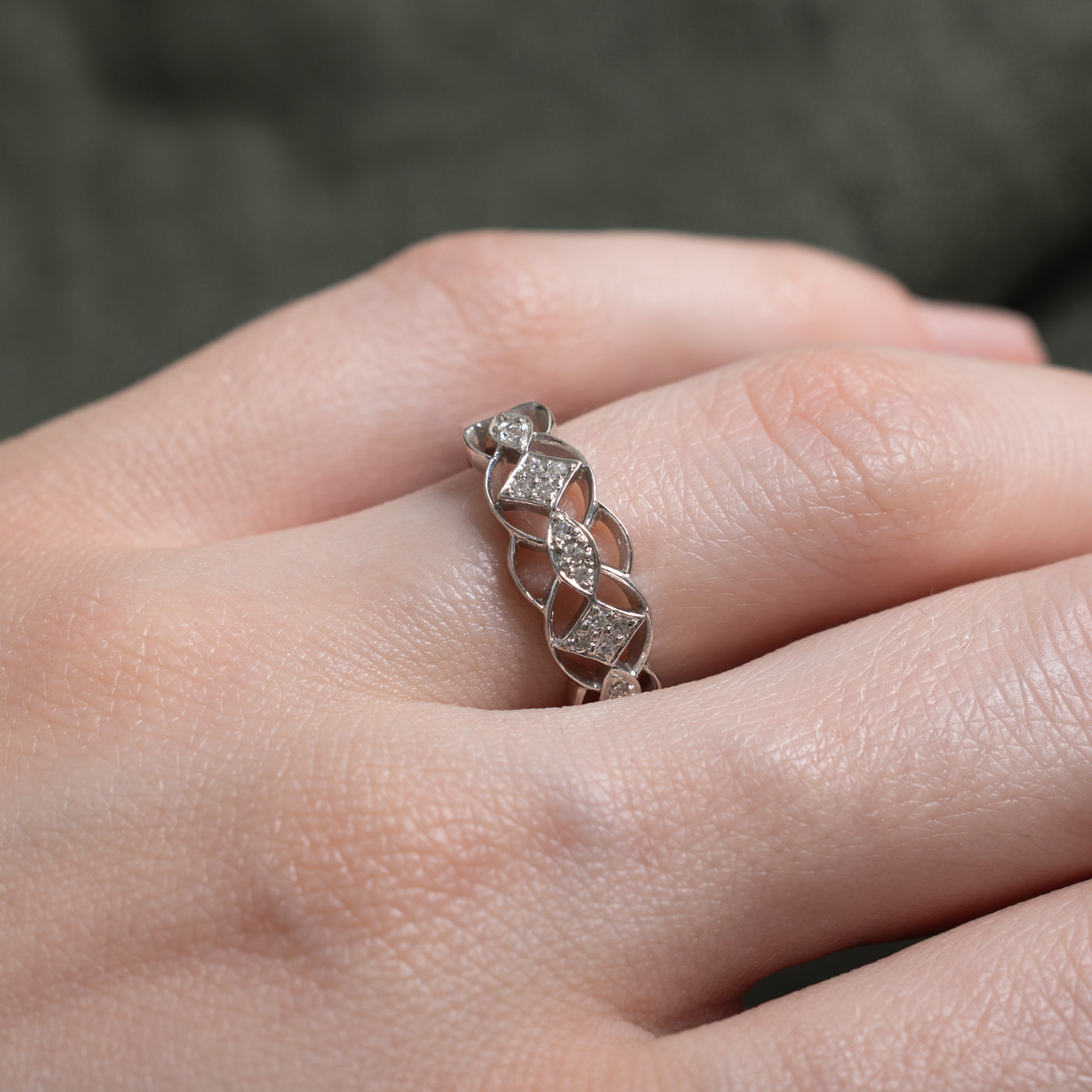18k Diamond Openwork Geometric Ring | SZ 6.25