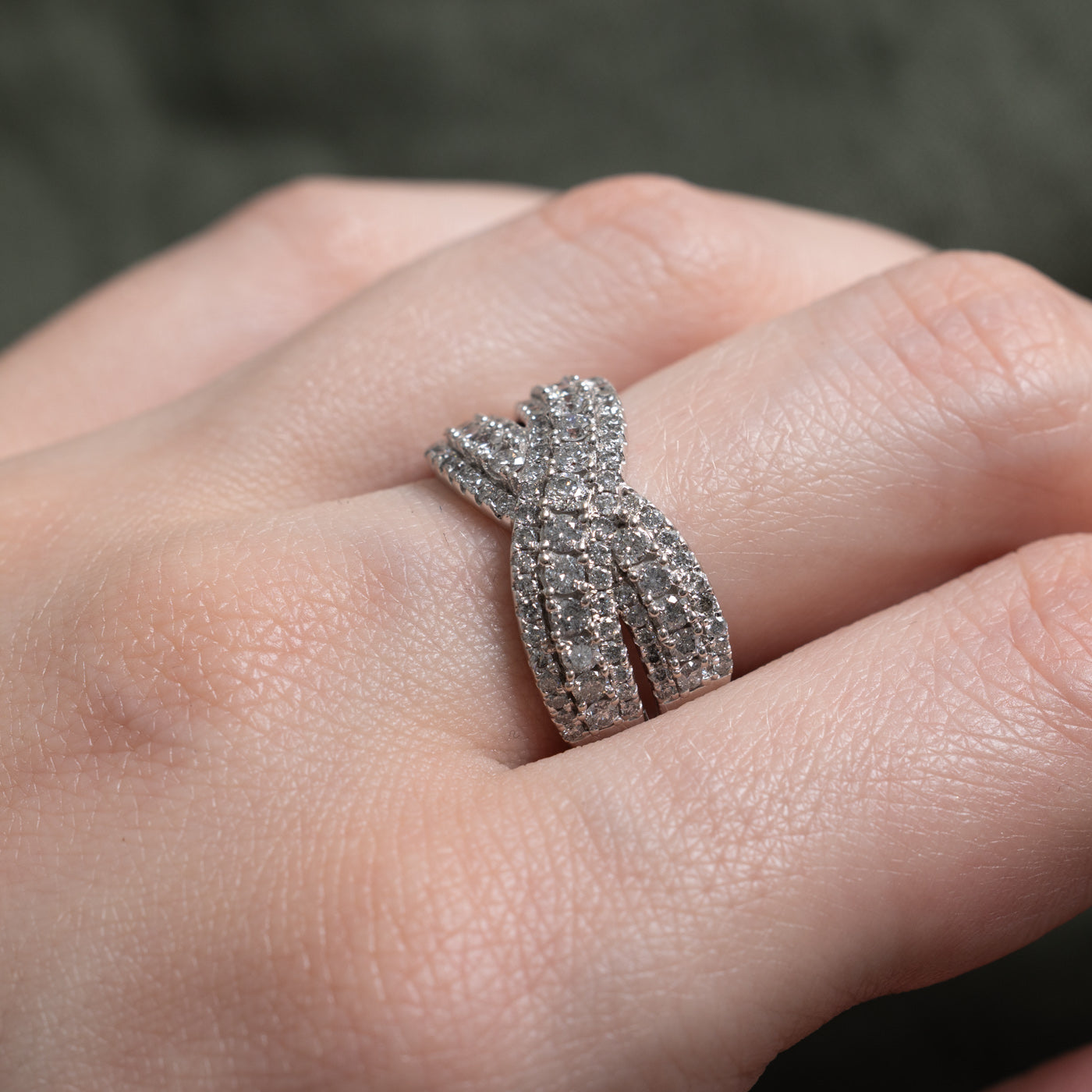10k Diamond Multi Row Crossover Ring | 1.25ctw | SZ 7.25