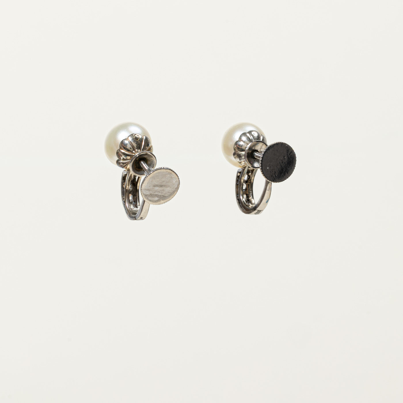 900 Platinum Pearl & Diamond Earrings | 0.25ctw