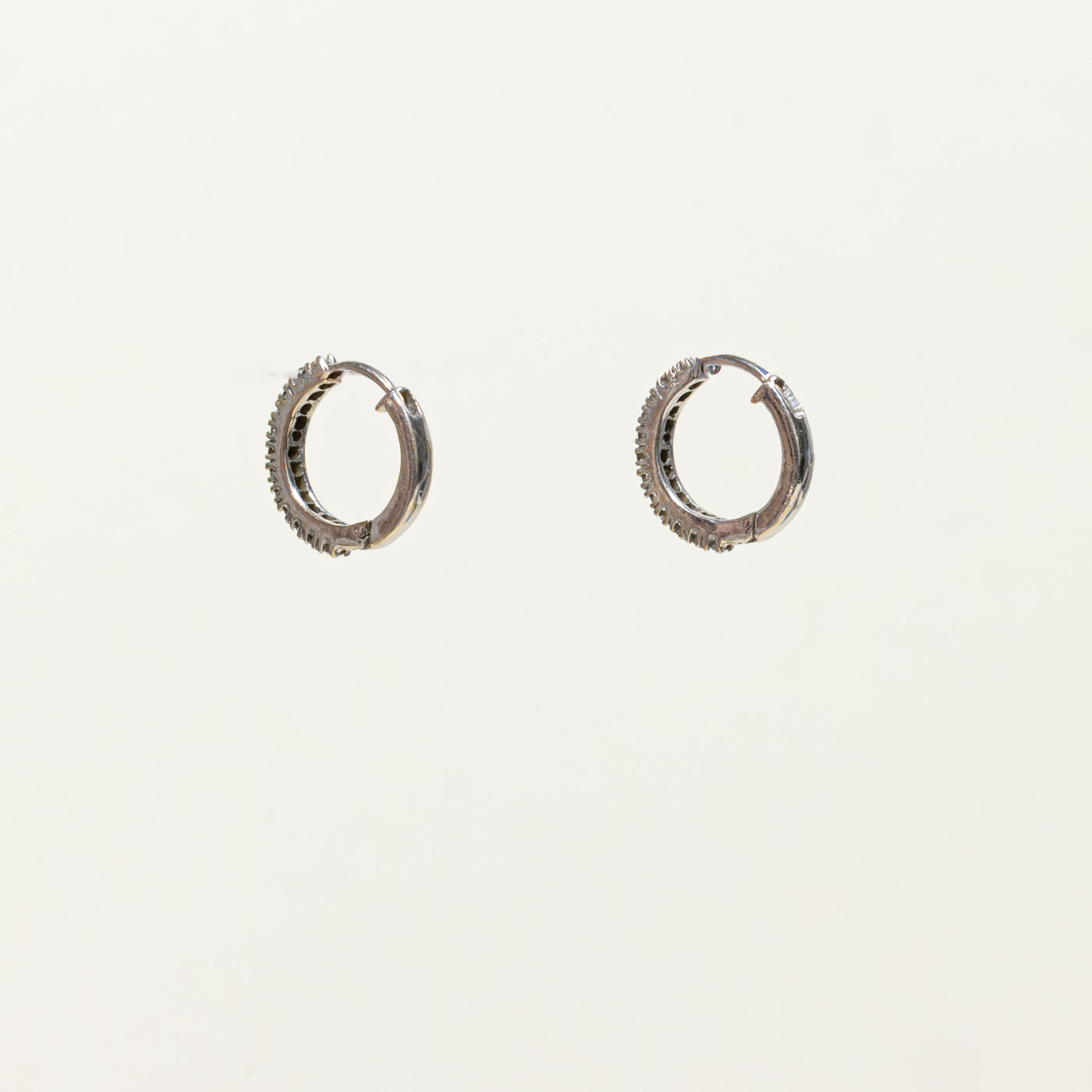 18k Semi Eternity Diamond Huggie Earrings | 0.24ctw