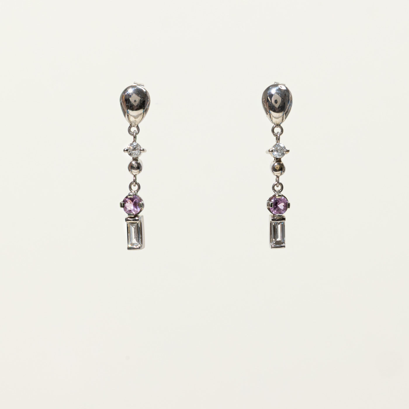 14k Synthetic Sapphire & Diamond Drop Earrings | 0.28ctw, 0.38ctw