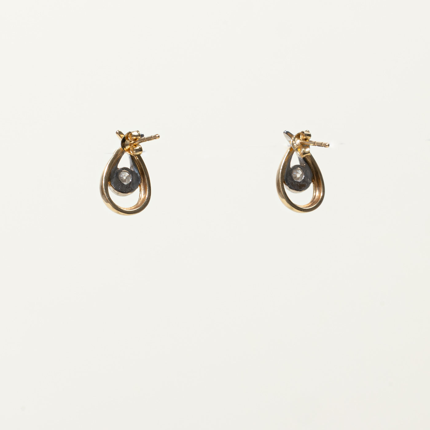 10k Two Tone Diamond Teardrop Earrings | 0.20ctw