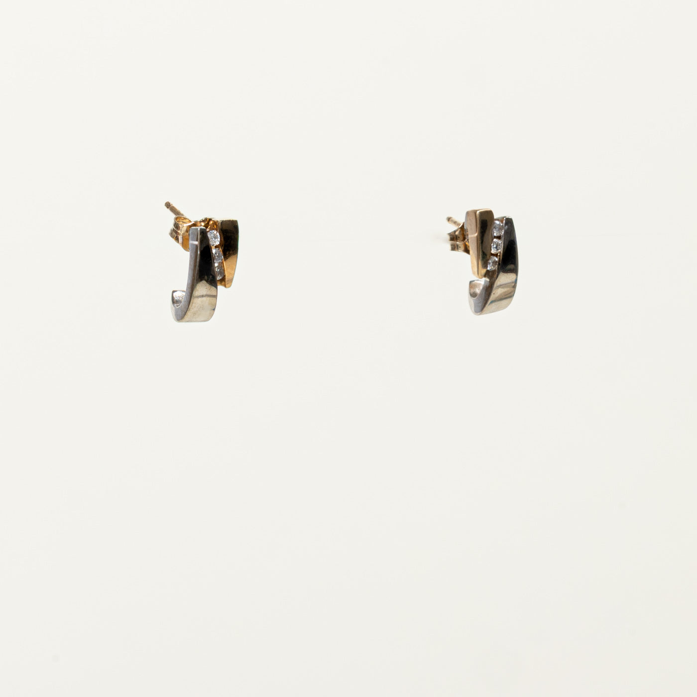 10k Channel Set Diamond Geometric Earrings | 0.08ctw