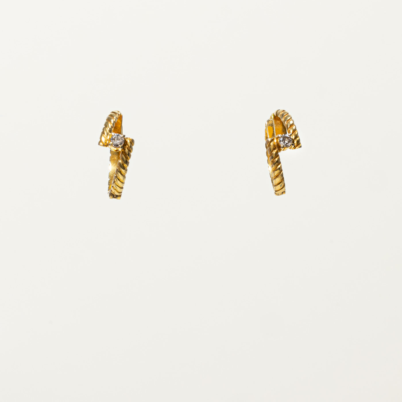 Bezel Set Diamond Rope Huggie Earrings | 0.16ctw