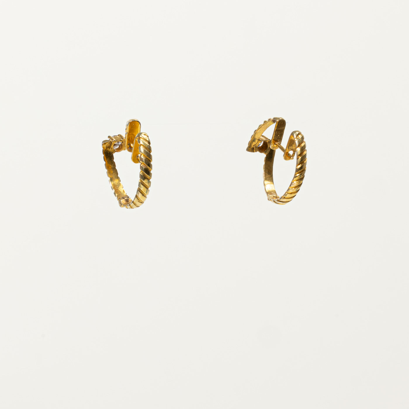 Bezel Set Diamond Rope Huggie Earrings | 0.16ctw
