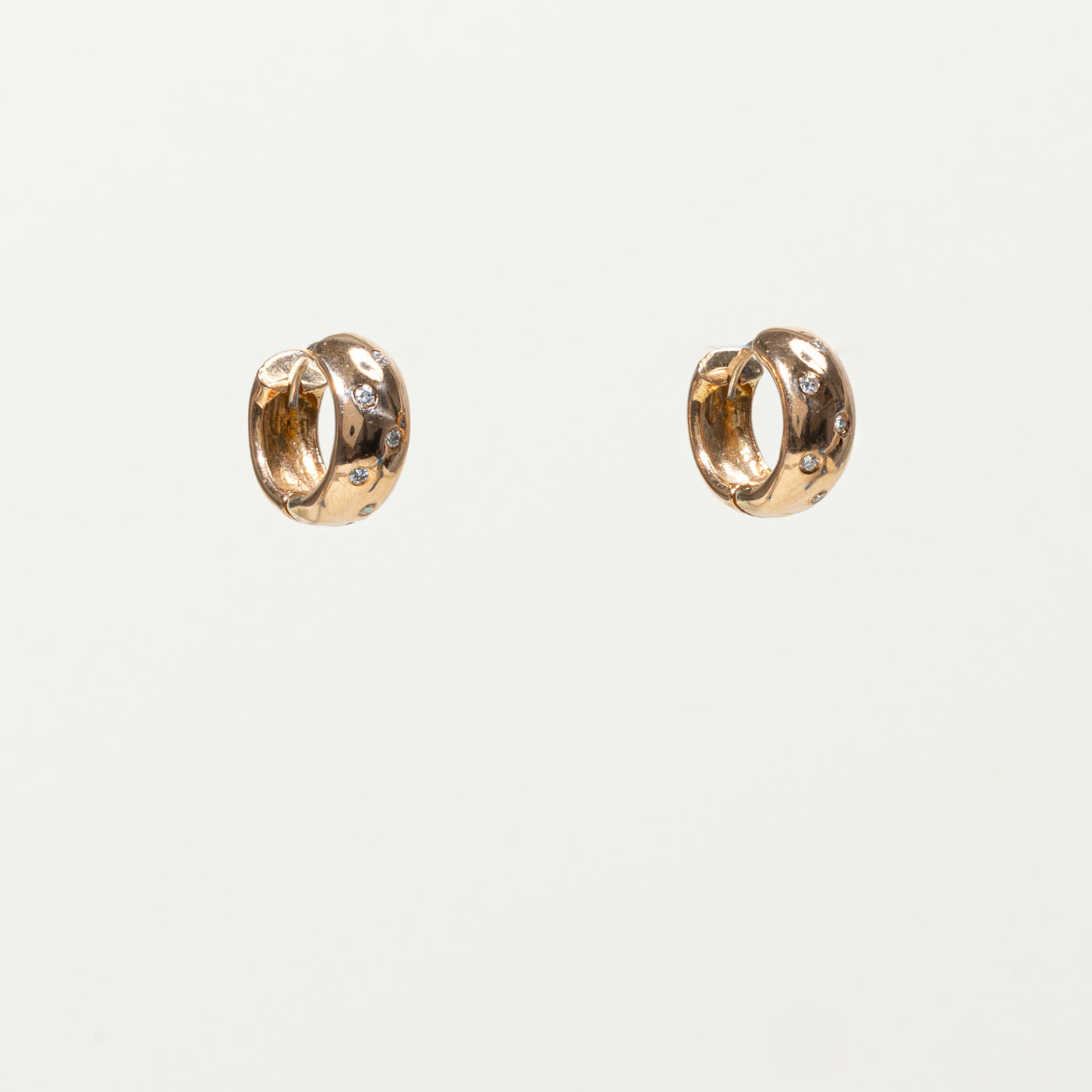 14k Flush Set Diamond Huggie Earrings | 0.06ctw